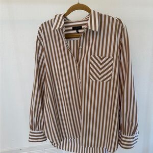 Rag & Bone Tan and White Striped Shirt